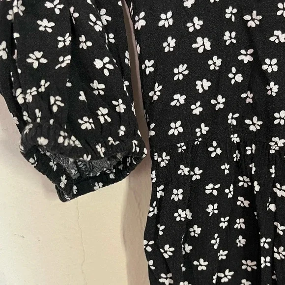American Eagle Outfitters Black and White Flowy Long Sleeve Mini Dress Sz Small - Picture 7 of 7